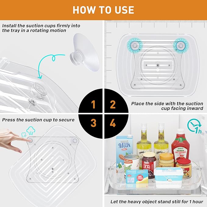 SPACEKEEPER Lazy Susan Turntable Organizer for Fridge Organization and Storage, Rectangle Turntable Lazy Susan Spice Rack for Cabinet Pantry Countertop Fridge Organizers, 2 Pack