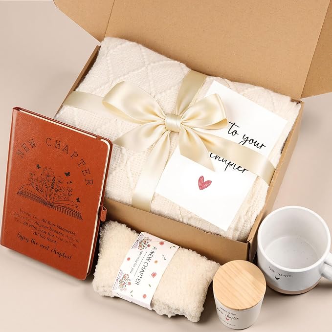 New Beginnings Gifts for Women, New-Chapter Happy Retirement Gifts for Woman, Graduation Gift, New Job Congratulations Gift for Women Farewell Going Away Basket for Woman, Coworker, Teacher, Friend | New-Chapter