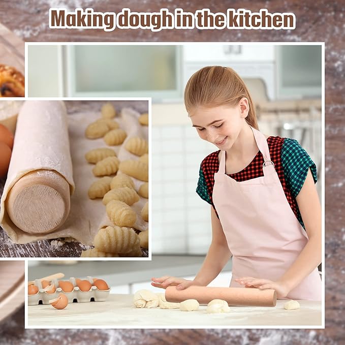 Patelai 50 Pieces Small Wooden Rolling Pin, Dumpling Dough Roller Wooden Mini Rolling Pins Kitchen Utensil Tool for Fondant, Pasta, Bread, Pastry, Cookies, Pizza, Pie, Cylinder Style, 6.3 Inch