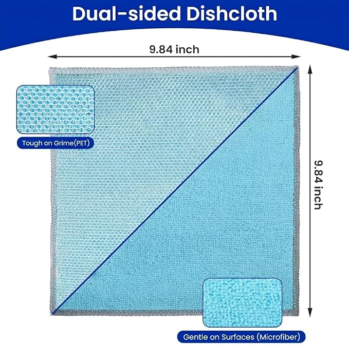 Electric Spin Scrubber & Wire Dishcloths 10 Pack Bundle – Cordless Power Scrubber 120 Min IPX7 Waterproof 8 Brush Heads + 10x10in Double-Layer Non-Scratch Reusable Cleaning Cloths