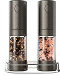ThermoMaven Electric Salt and Pepper Grinder Set, 110ml Larger Rechargeable Automatic Salt and Pepper Mill Grinder with 6 Adjustable Coarseness, Electric Salt and Pepper Shakers, LED, Gun Grey
