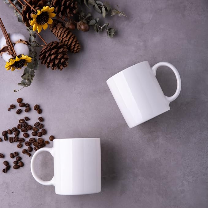 GBhome 12 OZ Off White Coffee Mugs, Ceramic Bulk Coffee Mugs with Large Handle for Man, Woman, Light Weight Coffee Mugs Set of 6 for Latte/Cappuccino/Cocoa/Milk, Dishwasher & Microwave Safe