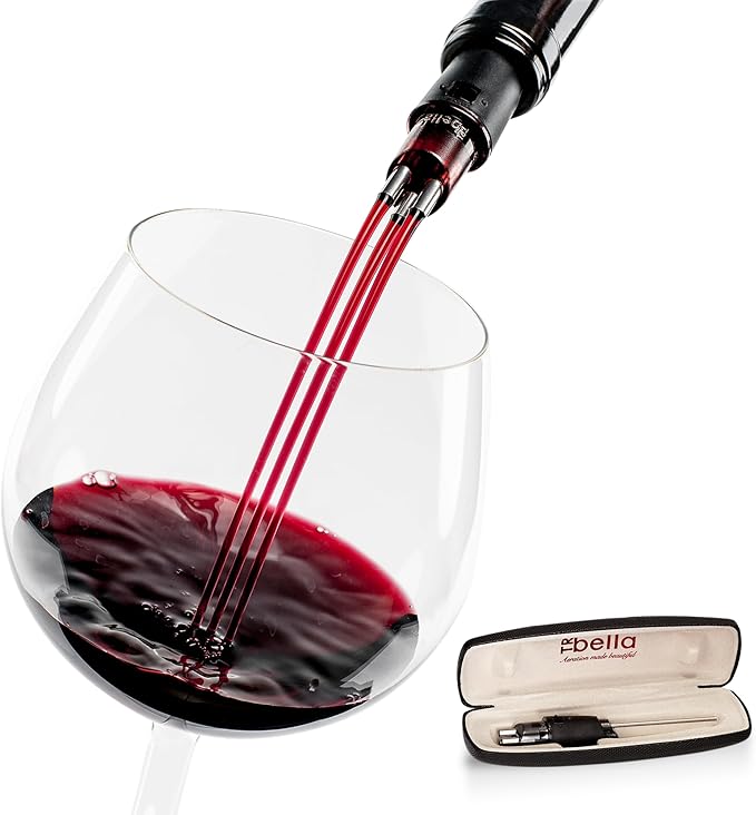 TRIBELLA Classic Wine Aerator, Multi-Stream Wine Aeration 3 Stainless Steel Spouts, Kitchen Essential, Easy Use, No-Drip Wine Pouring Accessory in Easy-to-Carry Gift Case