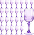 Pinkunn 24 Pcs 7 oz Plastic Vintage Wine Glasses Reusable Colored Goblets Patterned Drinking Water Glasses Cup Dishwasher Safe for Mother's Day Wedding Reception Party Supplies (Purple)