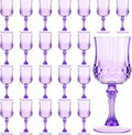 Pinkunn 50 Pcs 7 oz Plastic Vintage Wine Glasses Reusable Colored Goblets Patterned Drinking Water Glasses Cup Dishwasher Safe for Mother's Day Wedding Reception Party Supplies (Purple)