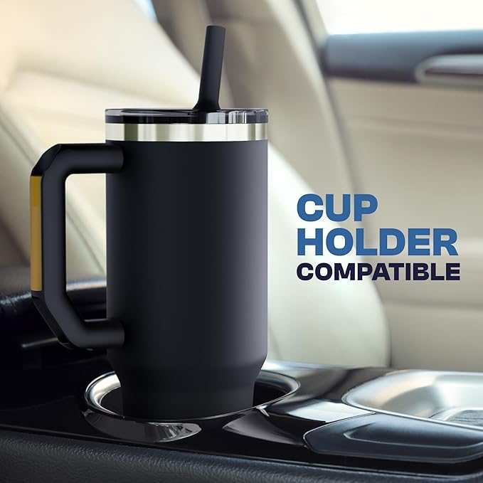 Frost Buddy Thicc Buddy - 40 oz Stainless Steel Vacuum Insulated Tumbler with Lid and Straw for Water - Travel Mug Cupholder Friendly - Gifts for Women Men Him Her (Dark Night)