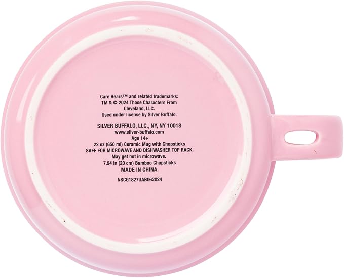 Silver Buffalo Care Bears Soup Mug and Bowl Lid with Spoon and Chopsticks Featuring Bedtime Bear, Best Friend Bear, Wish Bear, and Cheer Bear, 13 Ounce Bowl Lid and 22 Ounce Mug
