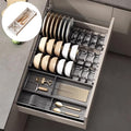 Dish Drying Rack, Stainless Steel Adjustable Bowl Plate Drainer, Pot Lid Holder, Plate Organizer for Cabinet for Cutting Boards, Cooling Racks (Milk White,16.14 * 5.90 inch,Tool Box C)