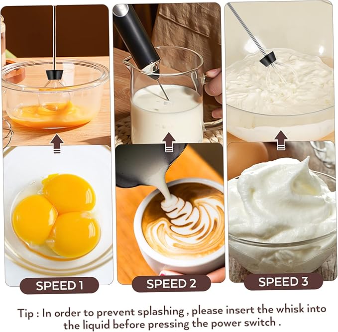 VALICLUD Portable Stainless Steel Electric Milk Frother Handheld Drink Mixer with Whisk Heads for Coffee Foam and Egg Whipping Speed USB Rechargeable Low Noise Foam Maker for Home and