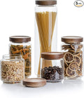 Kanwone Airtight Food Storage Containers with Bamboo lids set of 5, Stackable Food Storage Containers, Glass Canisters for Pantry, kitchen, Flour, Sugar, Tea, Coffee, Pasta, Cookies, Rice and Spice