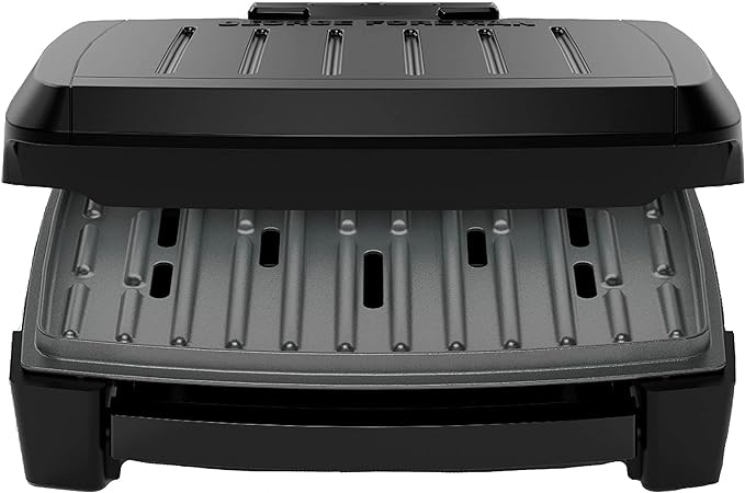 George Foreman® Fully Submersible™ Grill, NEW Dishwasher Safe, Wash the Entire Grill, Easy-to-Clean Nonstick, Black/Grey (Pack of 2)