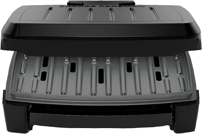 George Foreman® Fully Submersible™ Grill, NEW Dishwasher Safe, Wash the Entire Grill, Easy-to-Clean Nonstick, Black/Grey