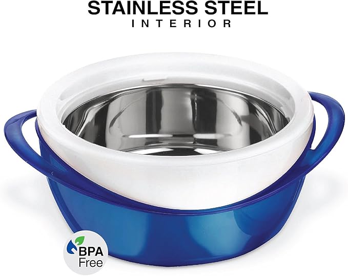 Pinnacle Large Insulated Casserole Dish with Lid 2.6 qt. Elegant Hot Pot Food Warmer/Cooler -Thermal Soup/Salad Serving Bowl Stainless Steel Hot Food Container – Best Gift Set for Moms –Holidays Blue