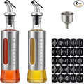 Olive Oil Dispenser for Kitchen, 2 Pack 10oz/300 ML Cooking Oil and Vinegar Dispenser Set with 20 Labels Stainless Steel Funnel, Olive Oil Bottle, Soy Sauce Dispenser, Coffee Syrup Bottles