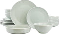 Elama Emilia 16 Piece Double Bowl Stoneware Dinnerware Set (Light Green) Service for 4 …