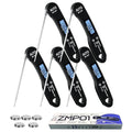5 PCs Instant Read Meat Thermometer, 1.2s Fast Read, ±1°F Accuracy, -58°F to 572°F, 4.4" Foldable Probe, 0 °C Calibration, Min/Max (Session), Auto-Rotating Backlit Display, °F/°C, Magnetic Back
