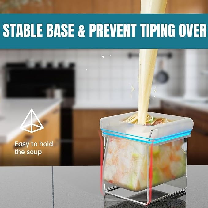 Bag Holder,Baggy Rack Holder for Food Prep Bag,Food Storage Bag Stand,Acrylic Adjustable Food Storage Bag Stand for Kitchen Organization