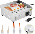 18" 1500W Stainless Steel Electric Griddle, Commercial Countertop Flat Top Grill with Adjustable 122–572°f Thermostat, Includes 2 Spatulas & Cleaning Brushes, Plug-in Grill for Indoor/Outdoor Cooking