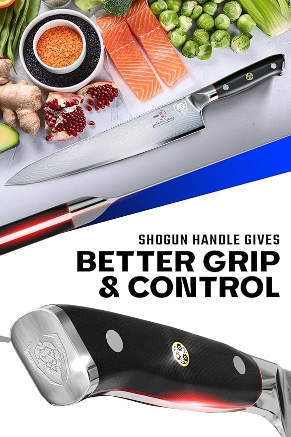 Dalstrong Chef Knife - 12 inch Long Blade - Shogun Series ELITE - Damascus - Japanese AUS-10V Super Steel Kitchen Knife - Black G10 Handle Cooking Knife - Razor Sharp Chef's Knife - w/Sheath