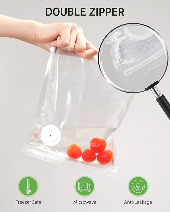 [2026 Upgraded] Syntus 40 Pcs Vacuum Sealer Bags for Food, Reusable BPA-Free Food Storage Bags for Sous Vide Microwave Heating, Air Valve Zipper Bags (10 Small+10 Medium+10 Large+10 Extra Large)
