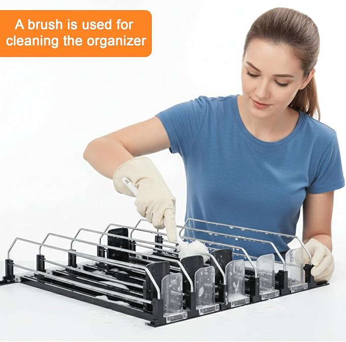 Drink Organizer For Fridge Large Capacity 5 Row Soda Can Organizer, Automatic Pusher Glide with Removable Dividers For Drink Organizer, Can Holders For Fridge, Space-Saving Can Dispenser For Kitchen