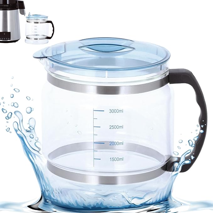Distilled Water 1 Gallon Jug Clear Distilled Water 1 Gallon Jug, Replacement Water Distiller Glass Carafe with Scale, Portable Glass Water Filter Pitcher with Handle,Water Jugs 1 Gallon