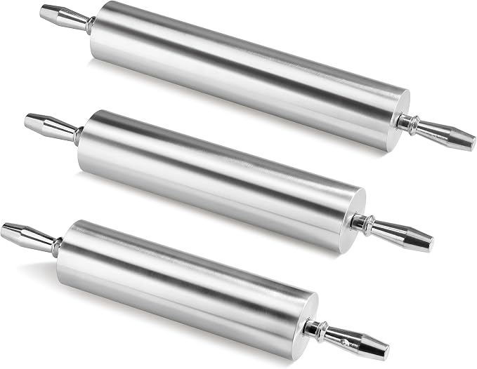 New Star Foodservice 15 Inch Aluminum Rolling Pin, Extra Heavy Duty Commercial Dough Roller with Rotating Barrel and Handles, Silver