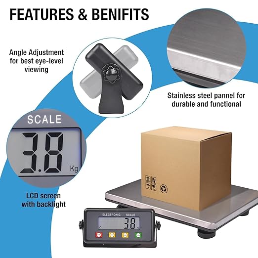 SurmountWay Large Shipping Scale, 440lb/0.2lb Digital Postal Scale with Tare/Count/Auto-Off Function, High Accurate Shipping Scale for Packages,Small Business,Luggage,Warehouse,Home (15.3"x11.8")