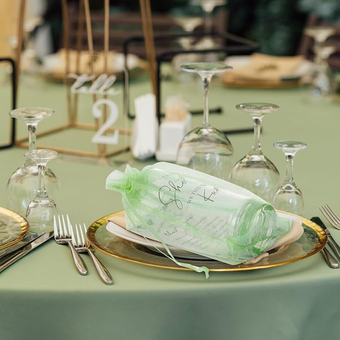 Sliner 100 Set Wedding Favors for Guests Bulk 2oz Acrylic Take a Shot We Tied the Knot Shot Glasses with Thank You Cards Organza Bags for Guest Souvenir Wedding Bridal Shower Gifts (Sage Green,Black)