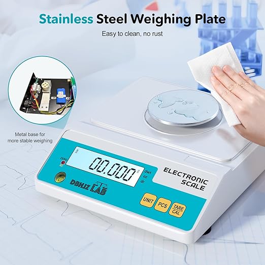 Lab Scale 500g, 0.001g High Precision Electronic Analytical Balance g/lb/oz/dw/ct/dr Laboratory Scientific Scale with Calibration Weight Dual Power Supply Jewelry Scale