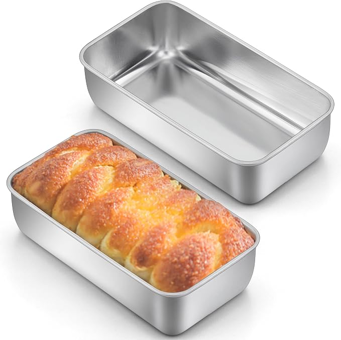 LIANYU 2 Pack Bread Loaf Pans for Baking Bread, 9x5Inch Stainless Steel Meatloaf Baking Pan, Loaf Tin for Homemade Banana Brownies and Pound Cakes, Dishwasher Safe