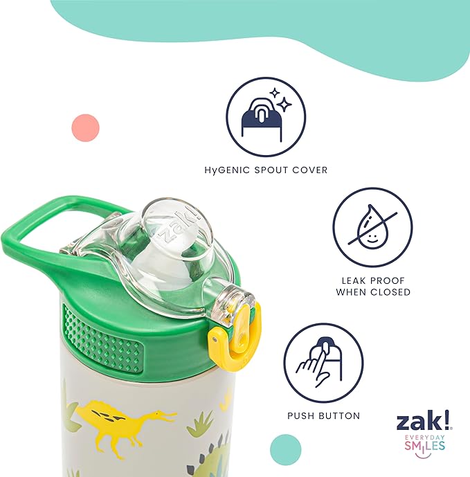 Zak Designs The Super Mario Galaxy Movie Sage Kids Water Bottle For School or Travel, 19oz Insulated Stainless Steel Water Bottle With Leak-Proof Straw, BPA Free (Mario & Friends)