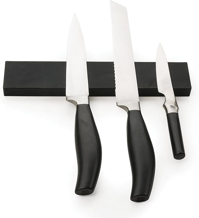 RSVP International Magnetic Knife Tool Bar Multi-Use Wall Mounted,10 Inch, Black Silicone