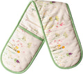 Maison d' Hermine Double Oven Mitts 100% Cotton 7"x35" Double Oven Mitt Heat Resistant BBQ Cooking Gloves with Loop Baking Grilling Gifts for Mothers Day Spring Summer (Botanical Fresh)