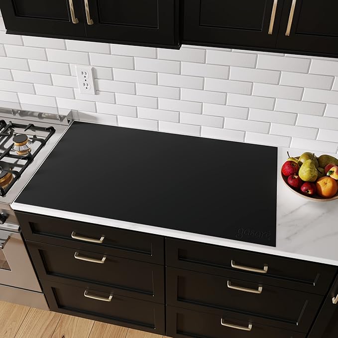 GASARÉ, Extra Large, Thick, Silicone Mat for Kitchen Counter, Heat Resistant Mat, Countertop Protector, Non-Slip, Easy to Clean, Cuttable, 40 x 23.5 Inches, Black