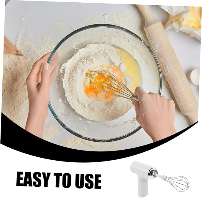 1Pc Electric Egg Mixer High Power Handheld Frother for Milk Baking Sleek Design Control Stainless Steel Essential Kitchen Gadget