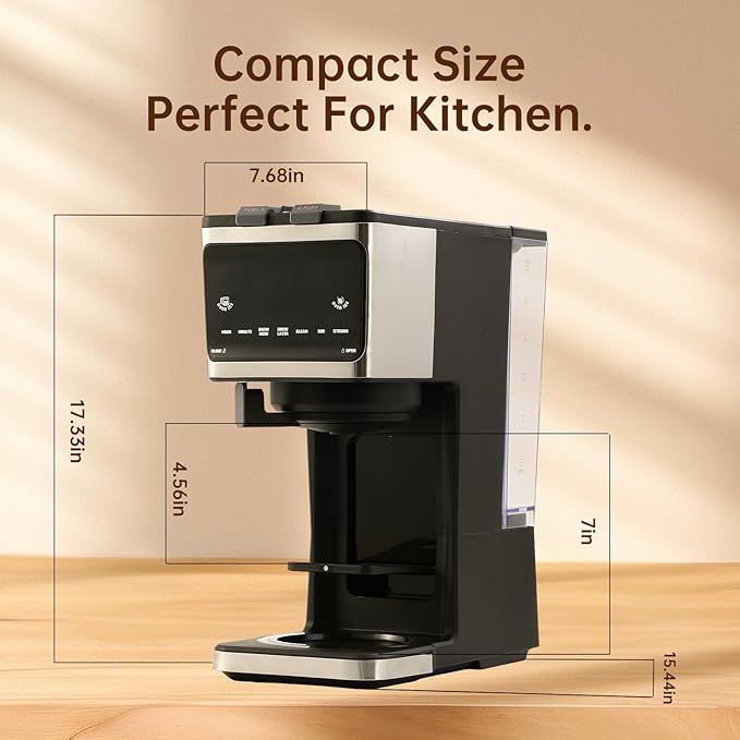 3 in 1 Single Serve Coffee Machine,12-Cup Programmable Coffee Machine,Compatible with Kcup Pods,Ground Coffee,Coffee Pods, Iced Tea, Iced Coffee Function,Black