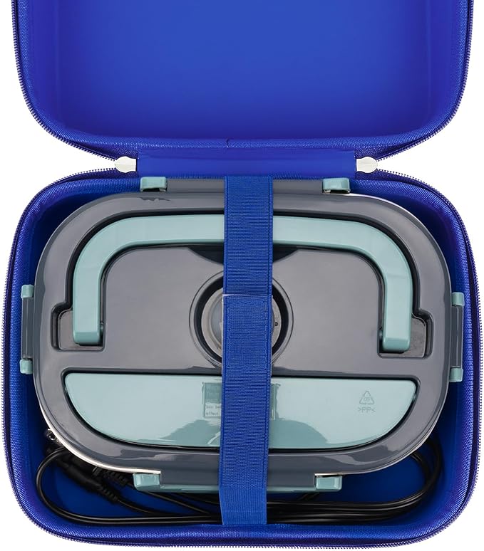 Linkidea Electric Lunch Box Carrying Case Compatible with Crock Pot, DUPASU, Aotto, LUNCHEAZE, Hard Shell Heated Lunch Box Bag with Space for Cable (Blue)