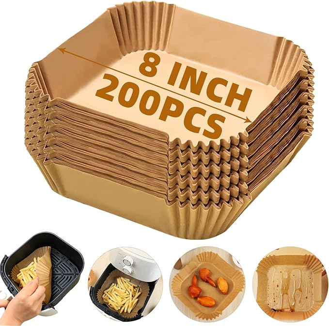 160Pcs Loaf Pan Liners 9x5 Inch+200PCS Air Fryer Liners Disposable 8 Inch