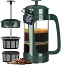 ESPRO Light P3 French Press Coffee Maker – Patented Double Micro-Filter for Grit-Free Brew, Heat Resistant thicker Borosilicate Glass Coffee press – (Green - 32 oz)