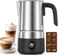 AMZCHEF Electric Milk Frother and Steamer, 600W Hot and Cold Foam Maker, 8 Modes, One-Button Control, 17oz Milk Warmer for Coffee, Lattes, Cappuccinos, Macchiatos, Detachable Stainless Steel Pitcher