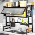 Over the Sink Dish Drying Rack 3 Tier with Cover.Space-Saving Dish Drainer Organizer for Dishes, Glasses, Bowls & Cutlery.Tidy Kitchen Counter Storage Solution