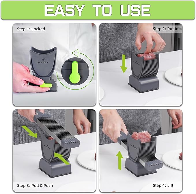 ONCE FOR ALL Fresh Meat Slicer Cleaver Kitchen Knife Set For Meat Slicing Shredding, Manual Jerky Cutter Food Slicer For Beef Pork Mutton For Home Cooking BBQ Hot Pot