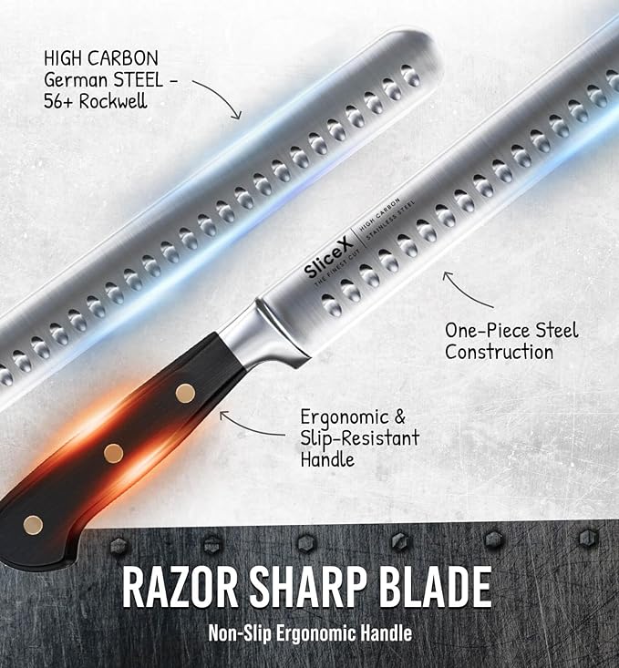 Bright Hobby Brisket Slicing Knife – 12" Brisket Knife, BBQ, Grilling Gifts For Men – Razor Sharp German Steel, Full Tang, Ergonomic Handle