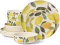 Oneida 24 Seven Melamine Collection, Dishwasher Safe Melamine Dinnerware and Drinkware, Lemon Pattern, Dinnerware Set, 12-Piece
