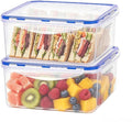 KIGI Large Square Food Storage Containers with 4-Sided Locking Lid, Airtight & Leak proof, Ideal for Lunch and Meal Prep, BPA-Free Plastic, 10 cup, 81 oz, 4 Piece Set