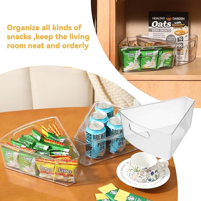 Lazy Susan Cabinet Organizer Corner Cabinet Organizer for 26" Diameter Plastic Kitchen Storage Bins 6 Pack