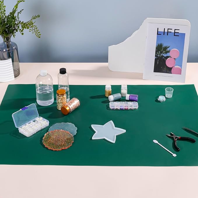 Extra Large Silicone Mat 36" x 24" Place Mats, Heat Resistant Mat for Kitchen Countertop Protector, Thick Placemats Washable Silicone Mats for Kitchen Counter Mat Dining Table Mat, Dark Green, SAPID