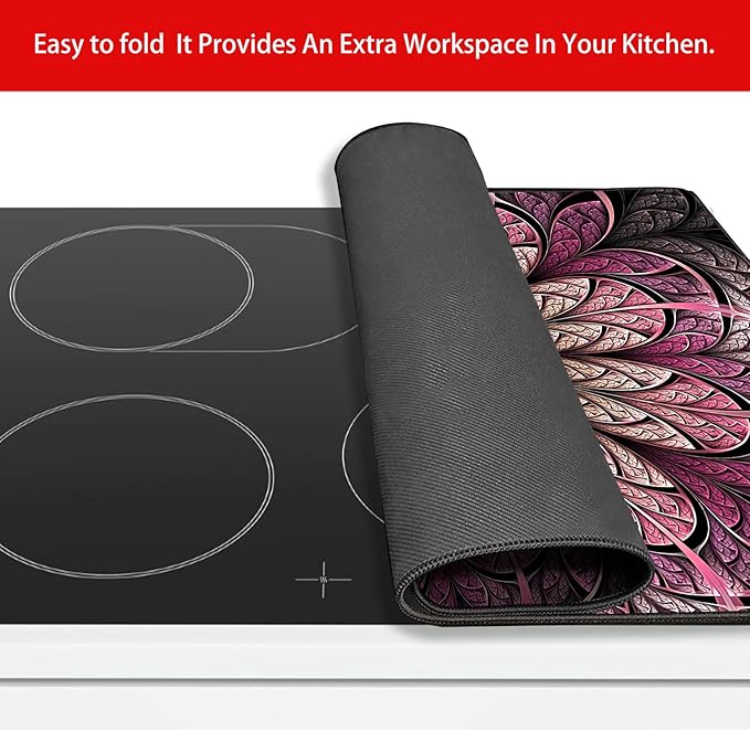 Electric Stove Cover Glass Top Stove Cover Protector Stove Top Covers For Electric Stove Flat Top Natural Rubber Anti-Slip Coating Expands Usable Space (27.9x20)