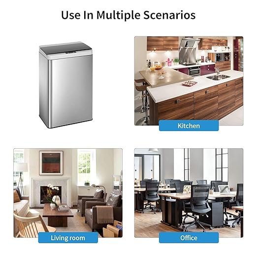 PayLessHere Stainless Steel Trash Can 13 Gallon 50 Liter Kitchen Bathroom Bedroom Home Office Automatic Touch Free High-Capacity with Lid Brushed Waste Bin